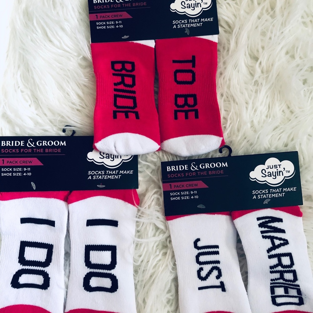 NWT Just Sayin’ Women’s FIANCÉ BRIDE Sock Set